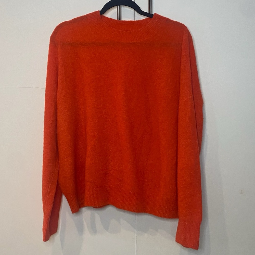 Nordstrom Cashmere vibrant coral red Crew Neck Sweater